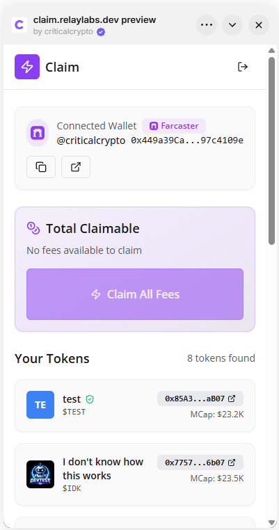 Claim — Fees are yours!